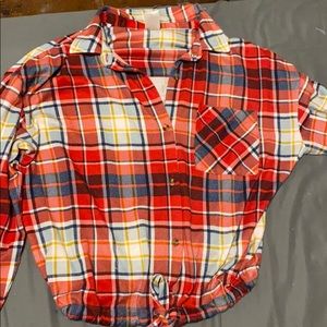 Red button down shirt